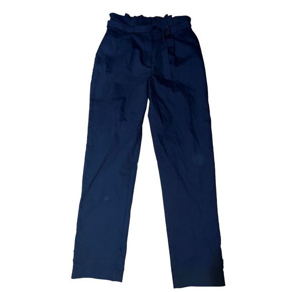 Ted Baker High Paper Bag Waist Tapered Black Trouser Pants size 6 - Picture 1 of 13